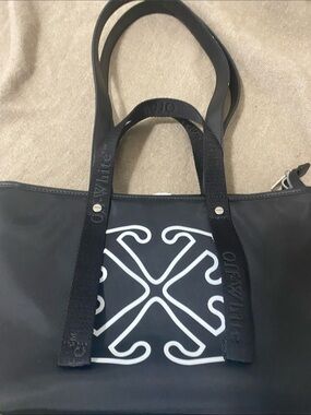 Off-White Black Tote with White Cross Logo